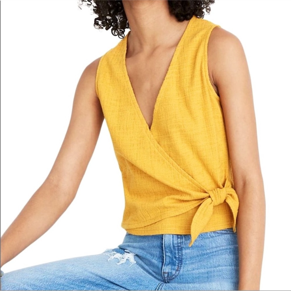 Madewell Mustard Wrap Top